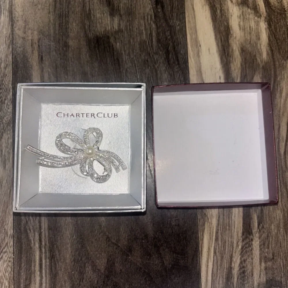 Charter Club Silver-Tone Crystal Brooch Women's Pin